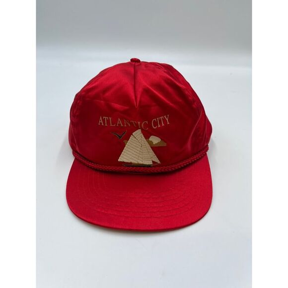 Vintage Red Atlantic City Red Snapback hat cap 80s 90s Y2K - Picture 1 of 6